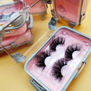 Suit Case Lashes Box Luggage Travel Case Lash Box Set Wholesale 25mm Mink Mink Eyelashes Hand Made 100% Real Mink Fur 10 Pairs